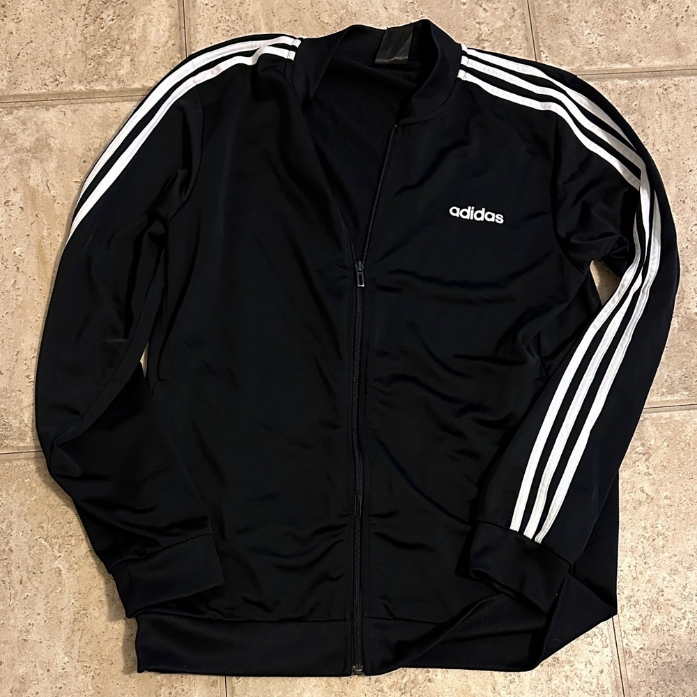 Adidas Black Jacket with White Sleeve Stripes men’s sport
